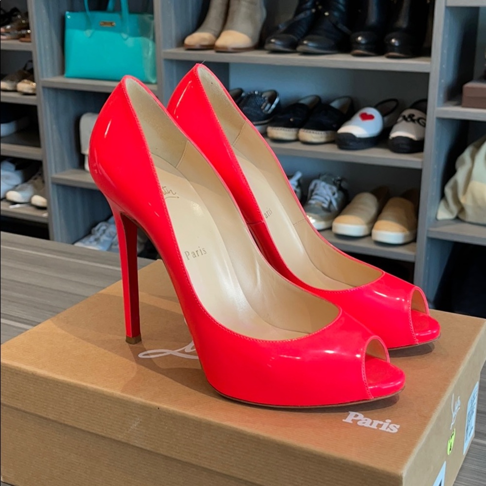 Christian Louboutin Flo 120 Patent Fluo Pumps